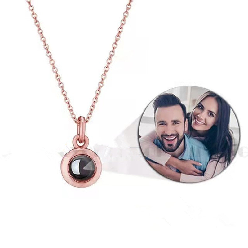 I Wear U  Engraved Projection Necklace (Rose Gold)