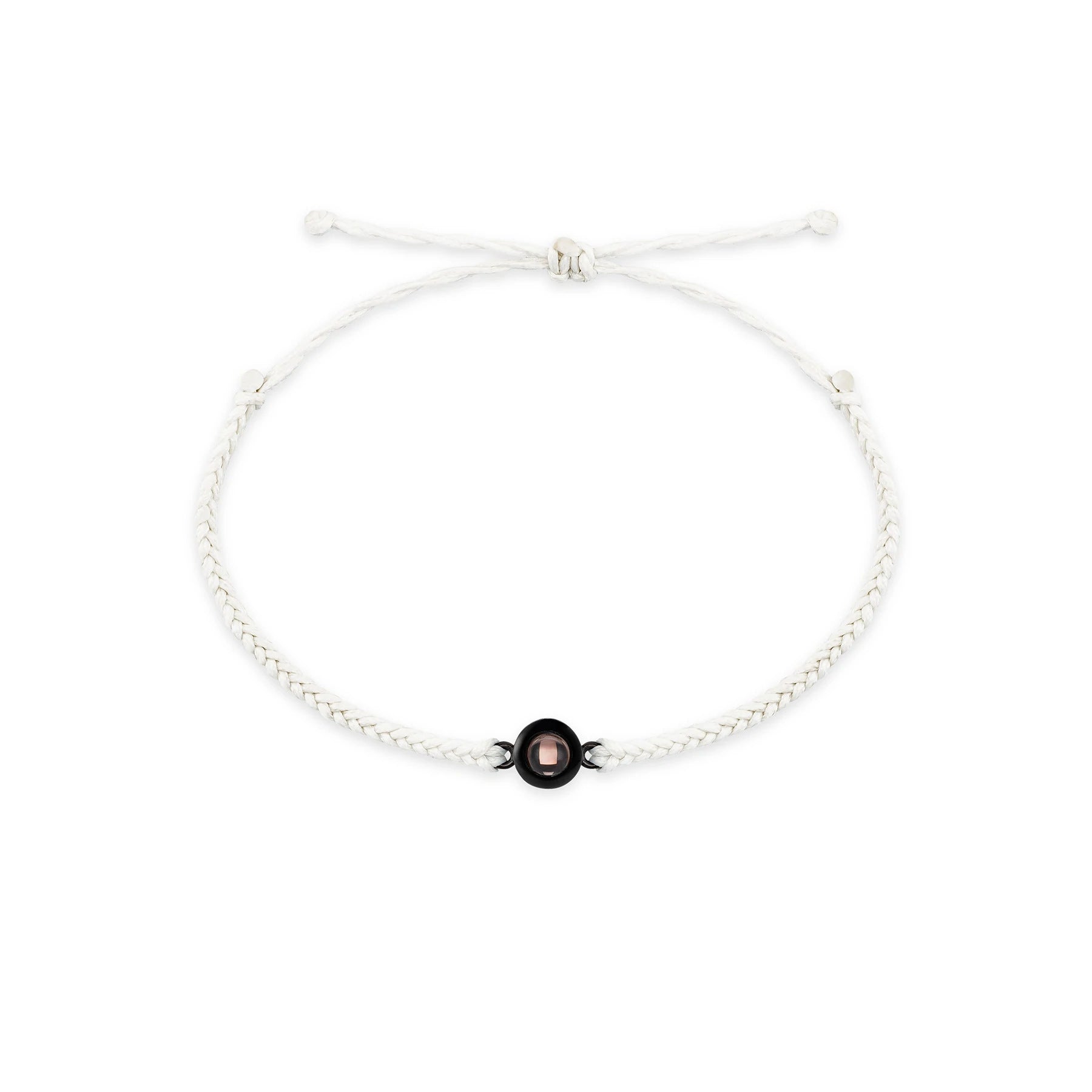 I Wear U  Engraved Projection Bracelet (White Rope-Black Ornament)