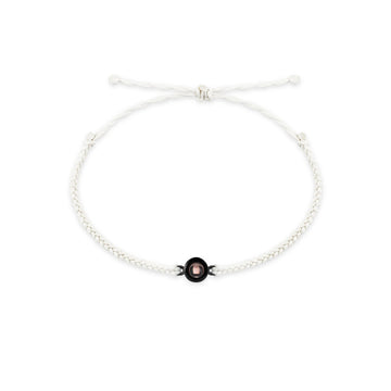 I Wear U  Engraved Projection Bracelet (White Rope-Black Ornament)