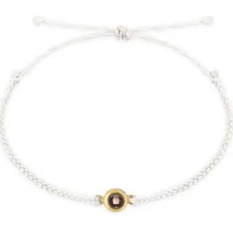 I Wear U  Engraved Projection Bracelet (White Rope-Gold Ornament)