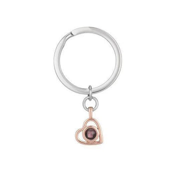 I Wear U  Engraved Projection Keychain Heart Shaped ( Rose Gold)