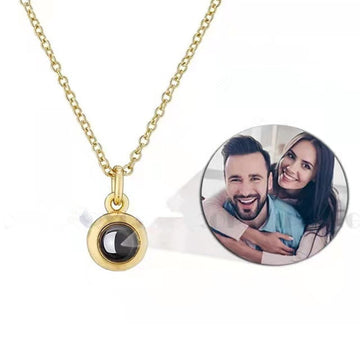 I Wear U  Engraved Projection Necklace (Gold)